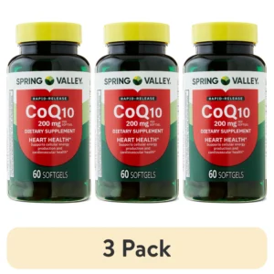 (3 pack) Spring Valley Rapid-Release CoQ10 Heart Health Dietary Supplement Softgels, 100 mg, 120 Count