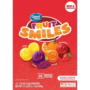 Great Value Fruit Smiles Snacks, Original Flavor, 0.8 oz, 22 Count
