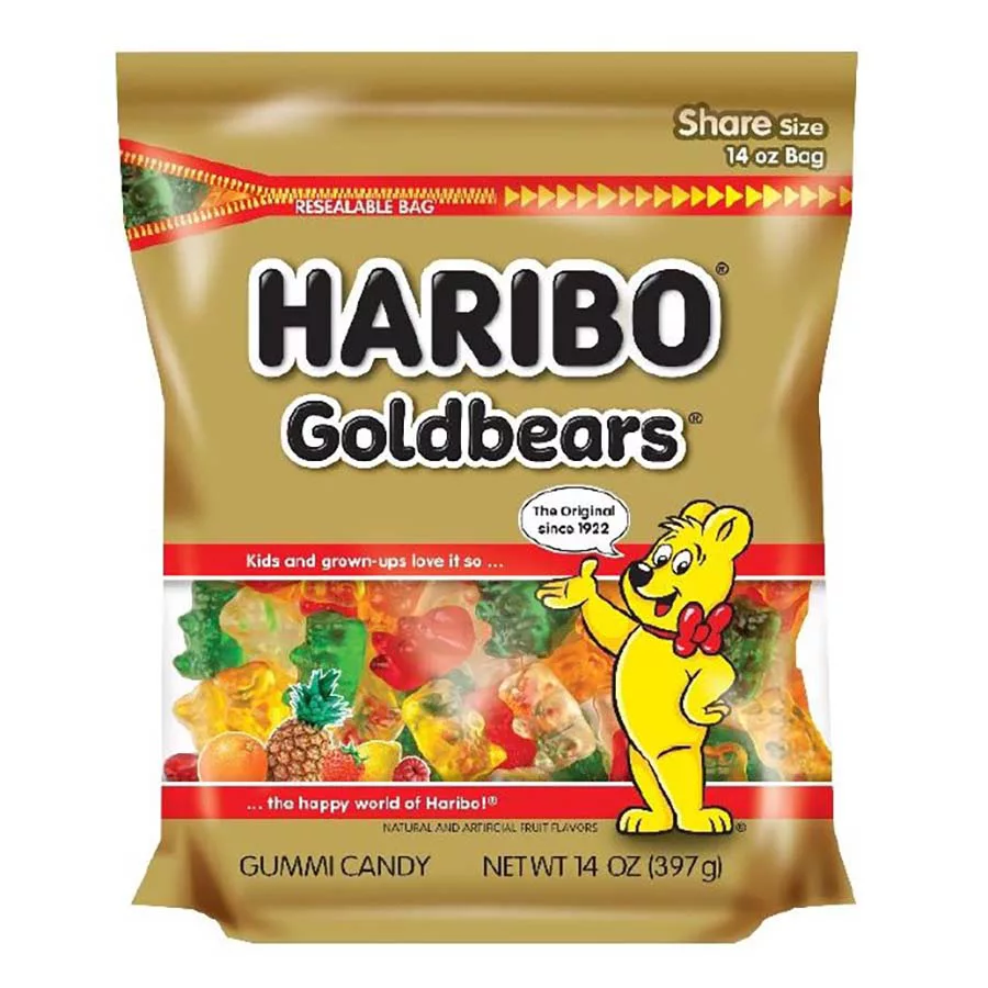 HARIBO Goldbears Gummy Bears Original Assorted Fruit Flavor Candy Gummies, 28.8 oz, Bulk Party Size Bag