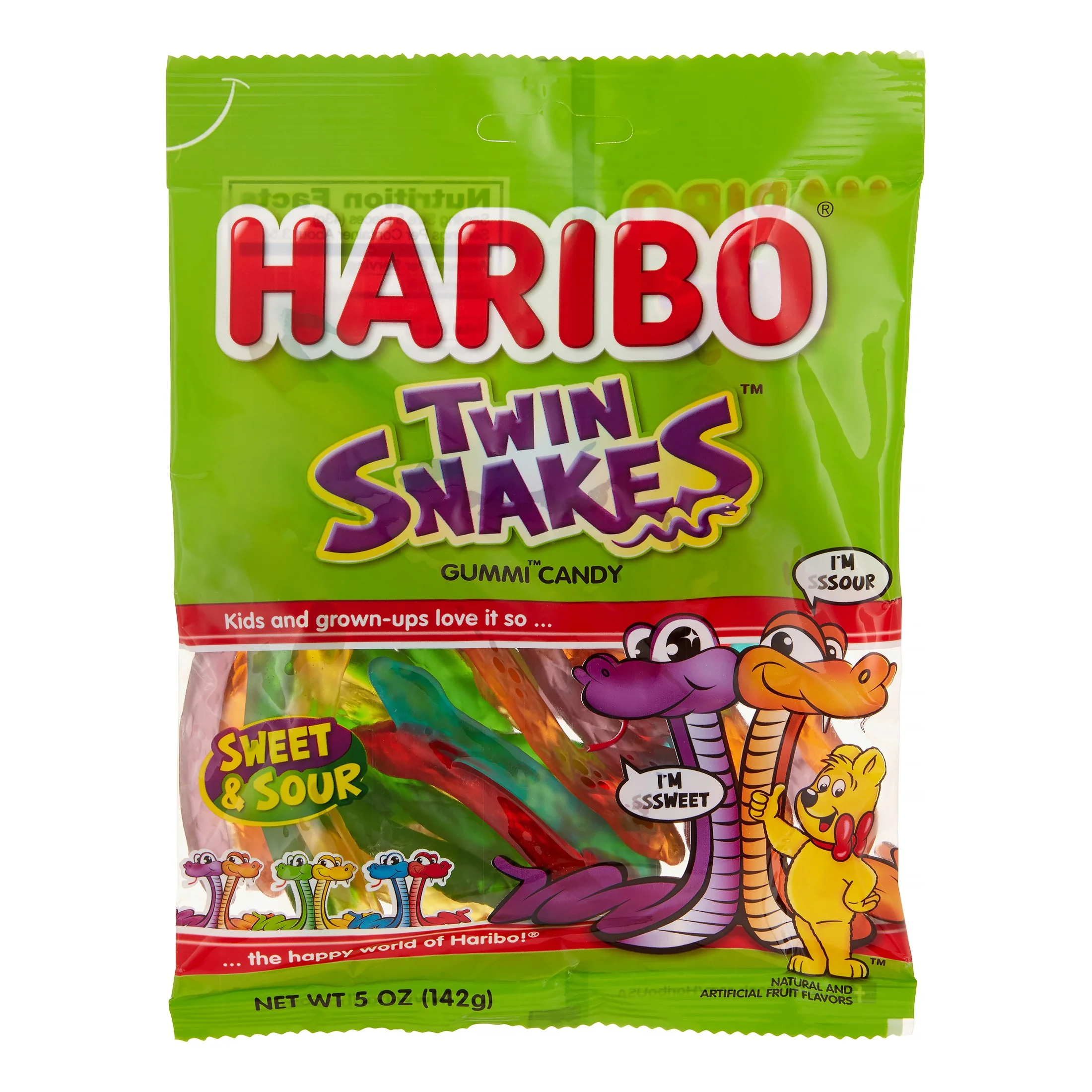 HARIBO Twin Snakes Gummies Original Sweet and Sour Assorted Fruit Flavor Gummy Candy, 28.8 oz, Bulk Party Size Bag