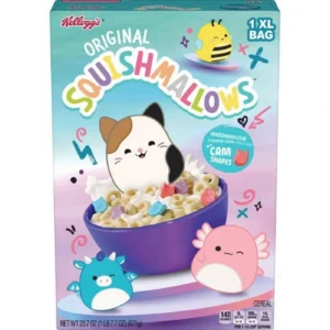 Kellogg's Squishmallows Breakfast Cereal, Kids Cereal, Family Breakfast, Original with Marshmallows, 11.6oz Box (1 Box)