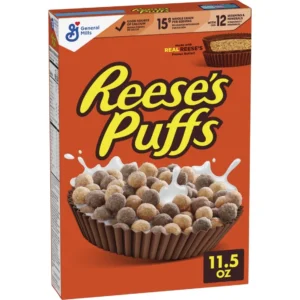 REESE'S PUFFS Breakfast Cereal, Chocolatey Peanut Butter Cereal, 11.5 oz